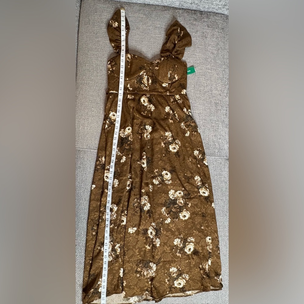 Blu Pepper Floral Jacquard Ruffle Strap Maxi Dress Size Medium - Picture 9 of 12